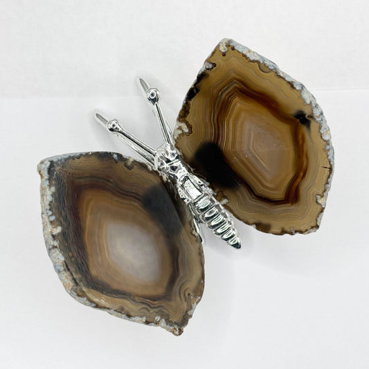 Natural Agate Butterfly Figurine 2.5" Crystal Carving Home Decor Collectible Gift