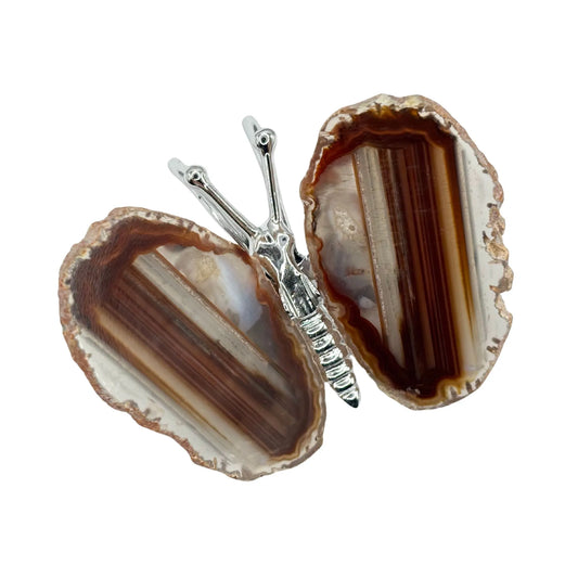 Natural Agate Butterfly Figurine 2.25" Crystal Carving Home Decor Collectible Gift