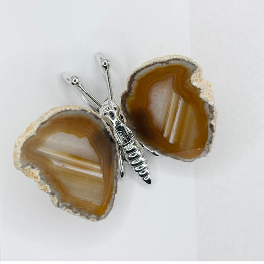 Natural Agate Butterfly Figurine 1.75" Crystal Carving Home Decor Collectible Gift