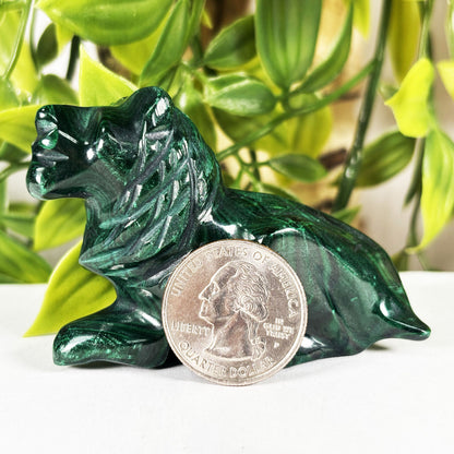 Malachite Lion Crystal Animal Figurine -  Gem Avenue Retail
