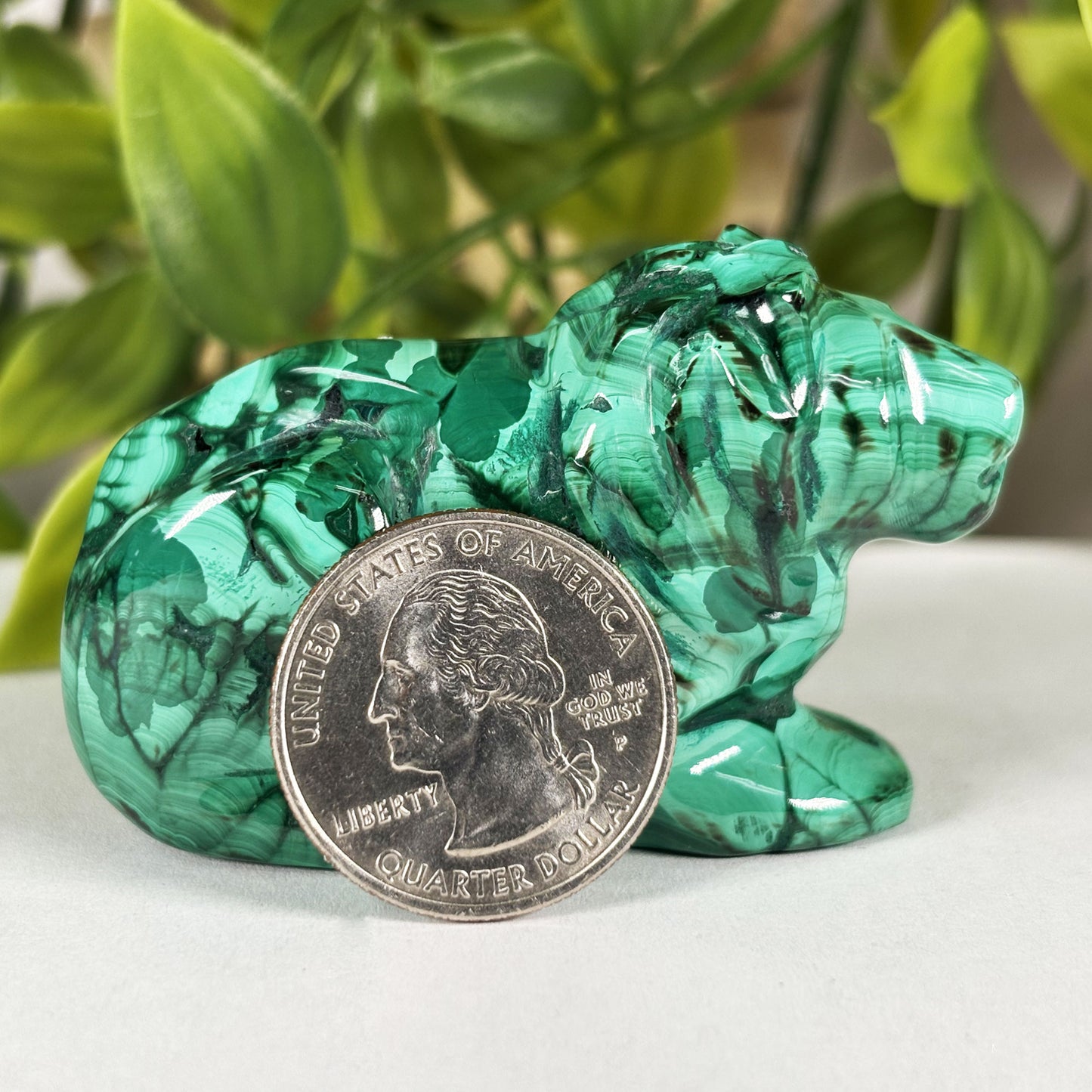 Malachite Lion Crystal Animal Figurine -Gem Avenue Retail
