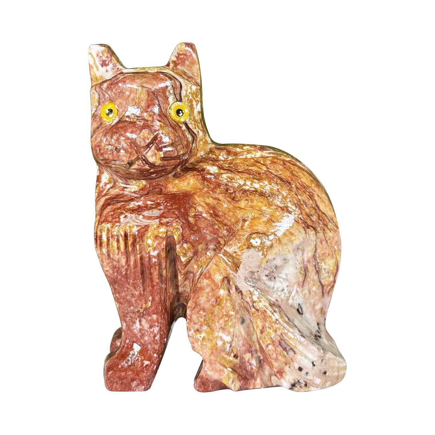 Hand-Carved Soapstone Cat Crystal Figurine Natural Healing Stone Sculpture, Unique Cat Collector Mineral Specimen