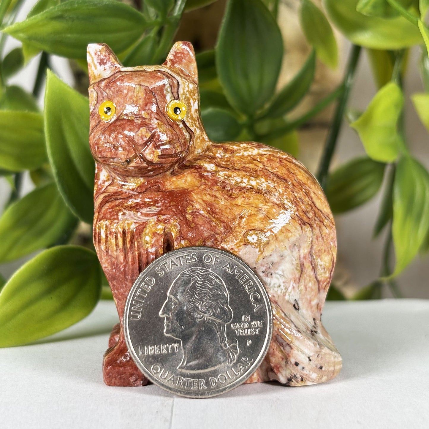 Hand-Carved Soapstone Cat Crystal Figurine Natural Healing Stone Sculpture, Unique Cat Collector Mineral Specimen