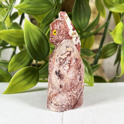 Hand-Carved Soapstone Cat Crystal Figurine Natural Healing Stone Sculpture, Unique Cat Collectible Mineral Specimen
