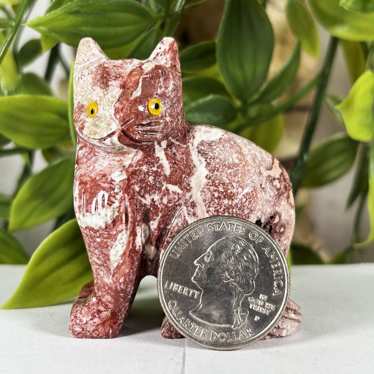 Hand-Carved Soapstone Cat Crystal Figurine Natural Healing Stone Sculpture, Unique Cat Collectible Mineral Specimen