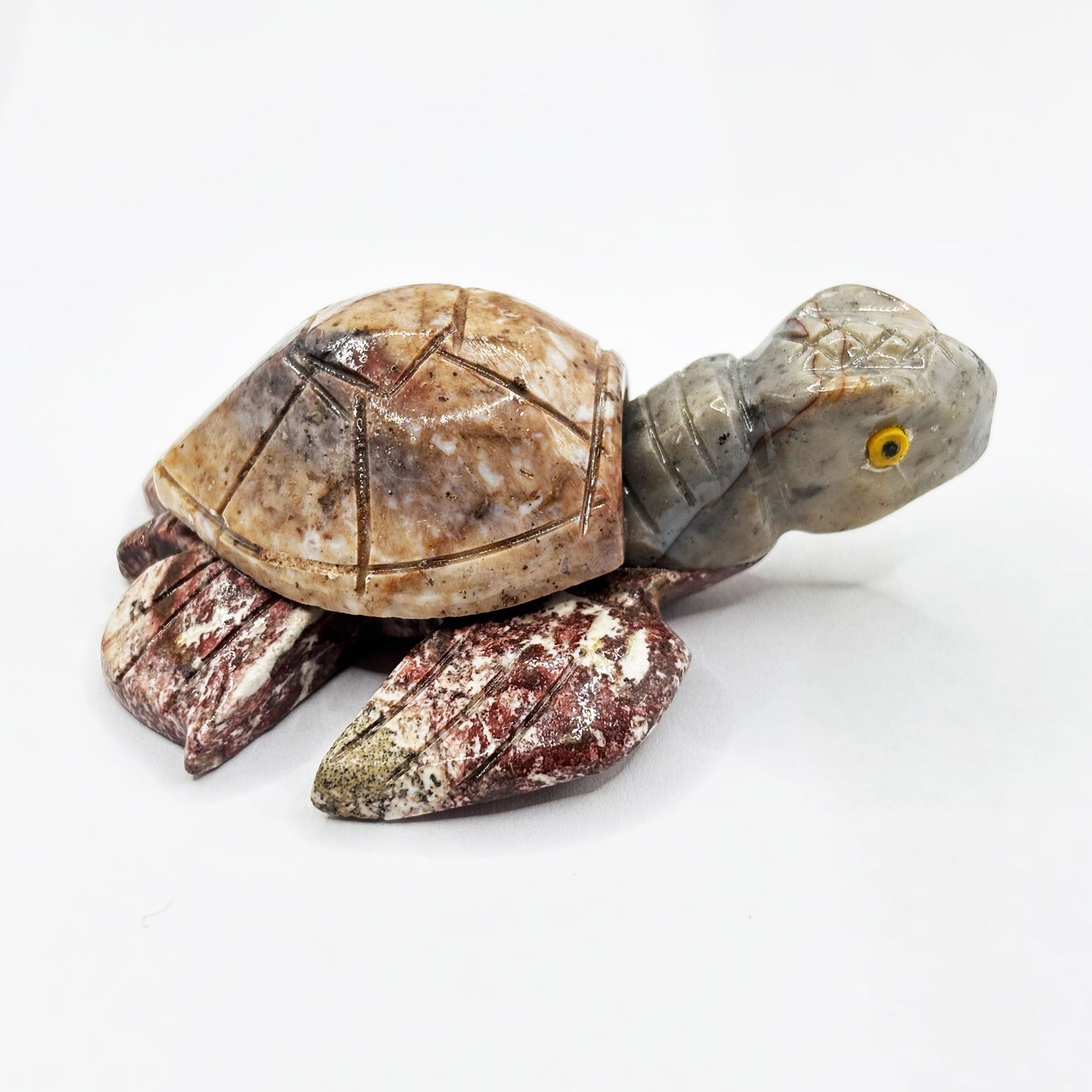 Hand-Carved Soapstone Turtle Crystal Figurine Natural Healing Stone Sculpture, Unique Turtle Animal Totem Mineral Collector Specimen