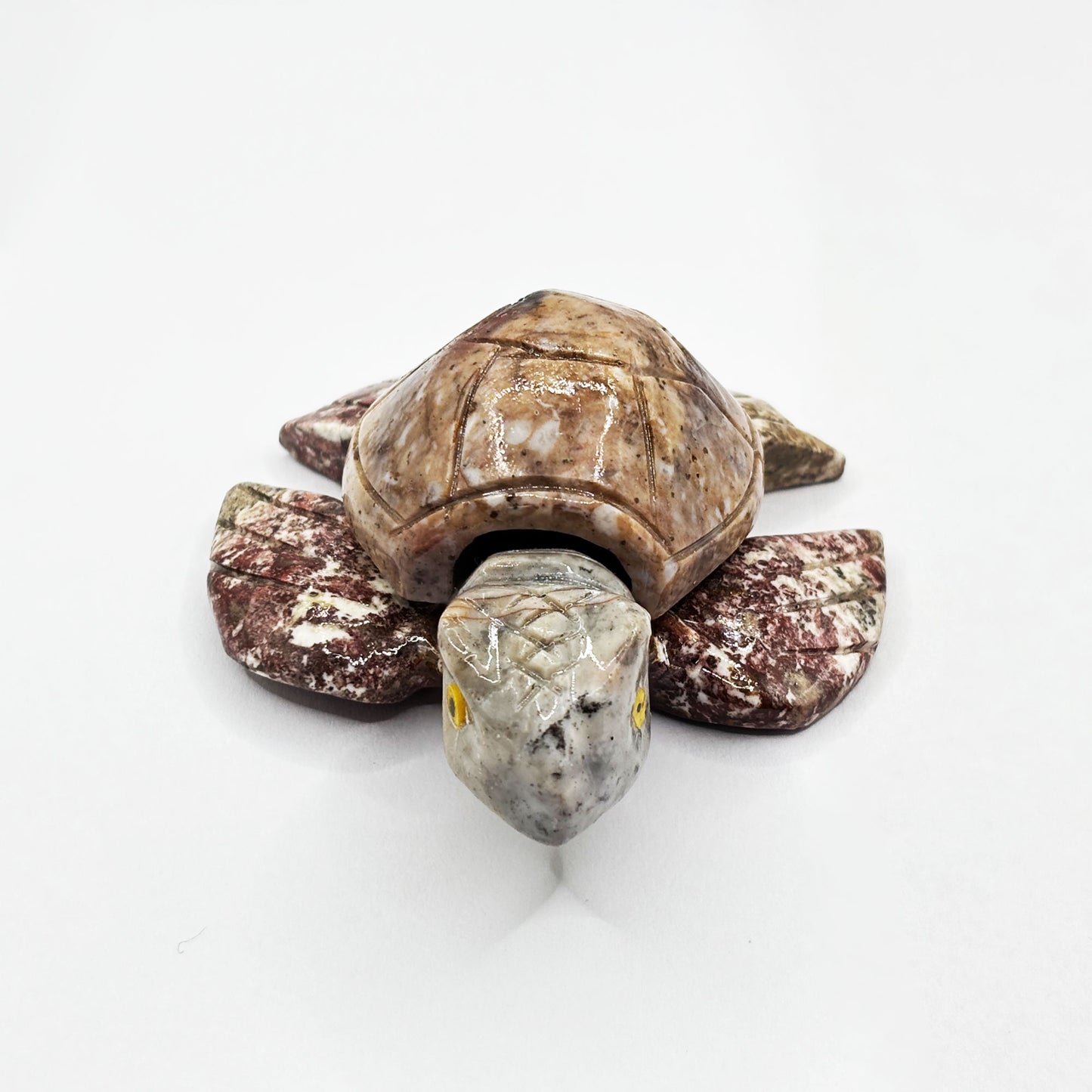 Hand-Carved Soapstone Turtle Crystal Figurine Natural Healing Stone Sculpture, Unique Turtle Animal Totem Mineral Collector Specimen
