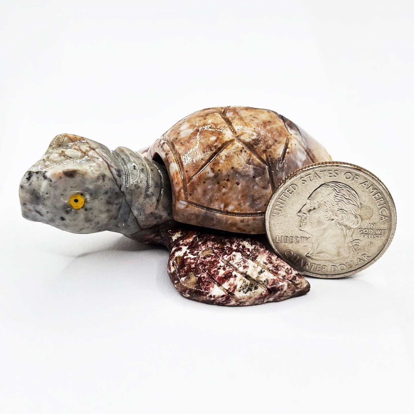 Hand-Carved Soapstone Turtle Crystal Figurine Natural Healing Stone Sculpture, Unique Turtle Animal Totem Mineral Collector Specimen