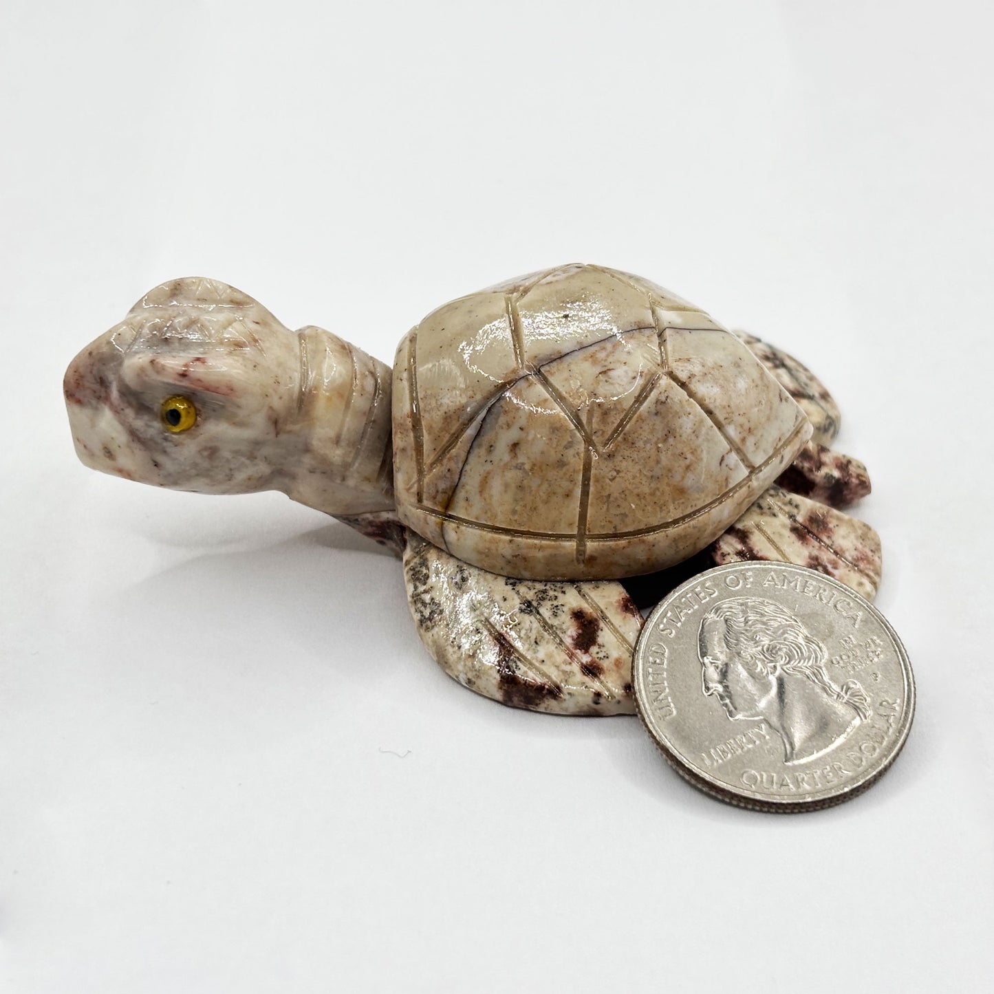 Soapstone Turtle Carving Handcrafted Decorative Animal Figurine