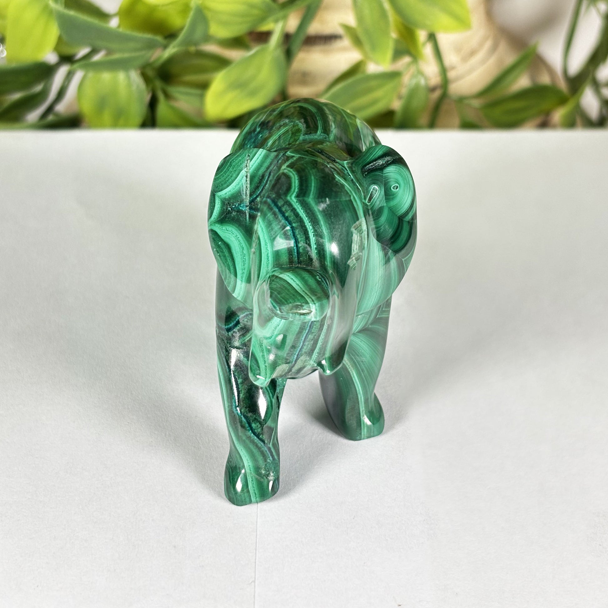 Malachite Gemstone Elephant Figurine - Gem Avenue Retail