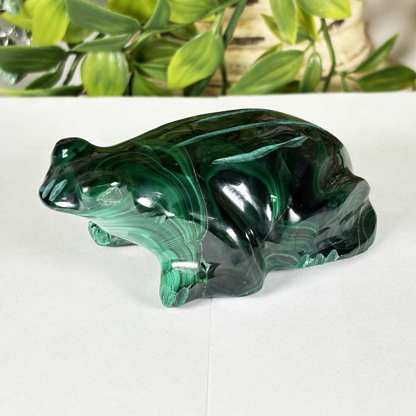 Malachite Gemstone Frog Figurine - Gem Avenue Retail