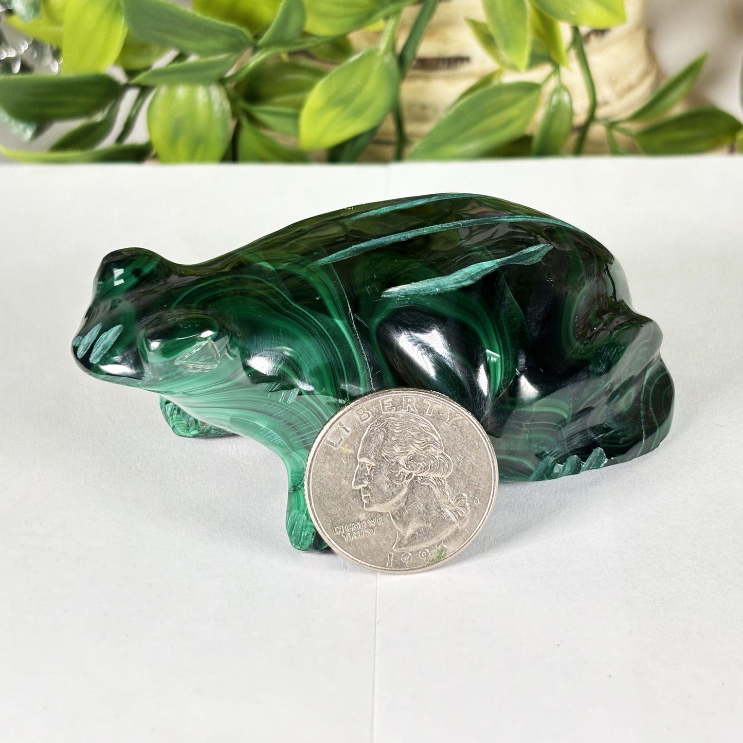 Malachite Gemstone Frog Figurine - Gem Avenue Retail