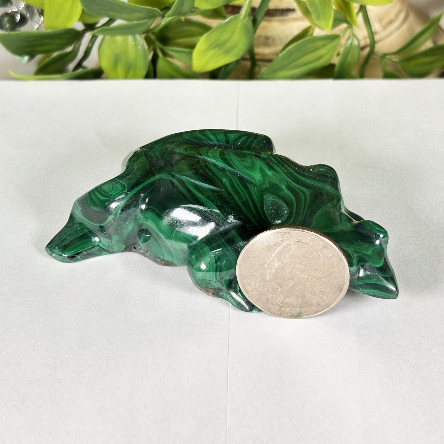 Malachite Crystal Frog Figurine - Gem Avenue Retail