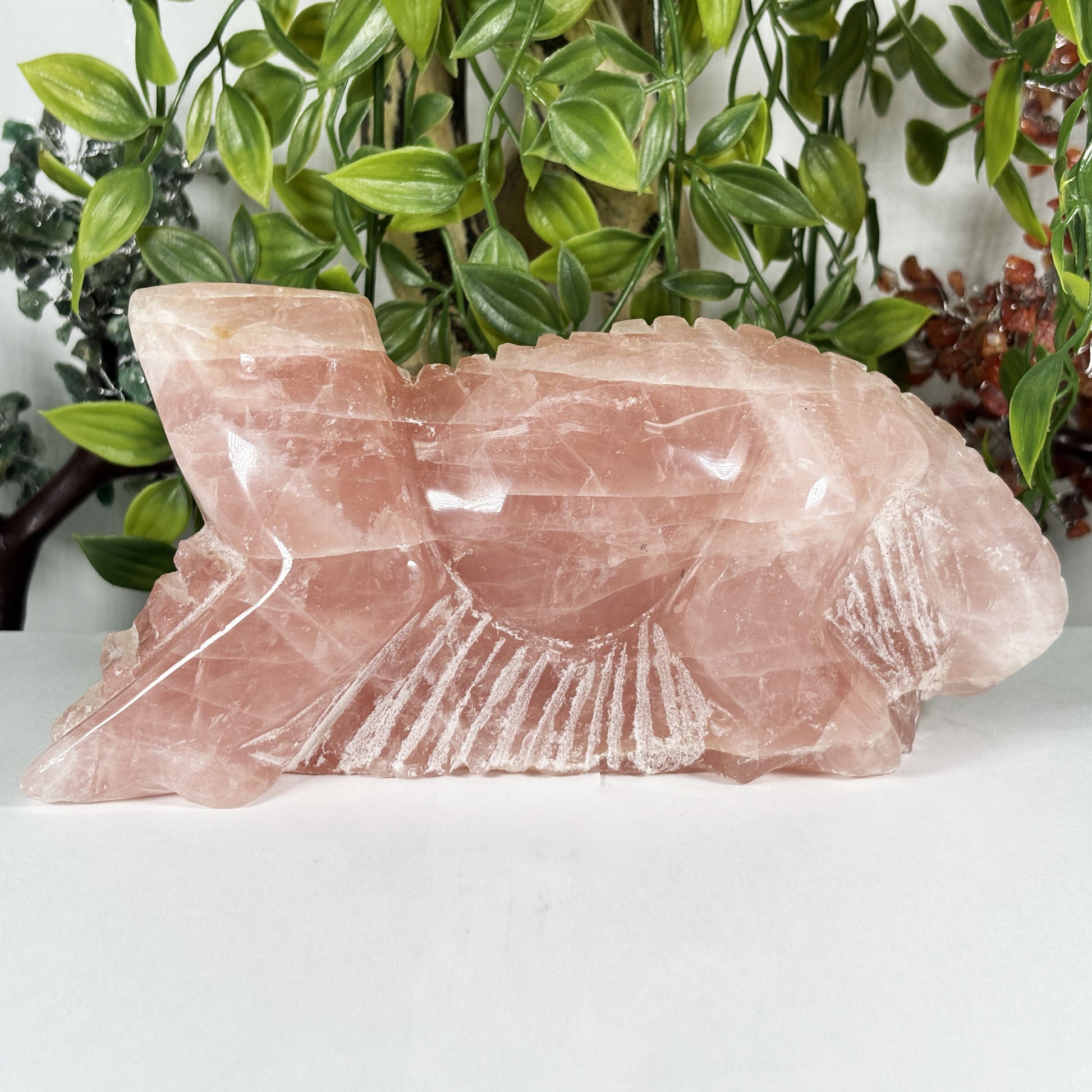 Rose Quartz Lizard Crystal Figurine - Gem Avenue Retail
