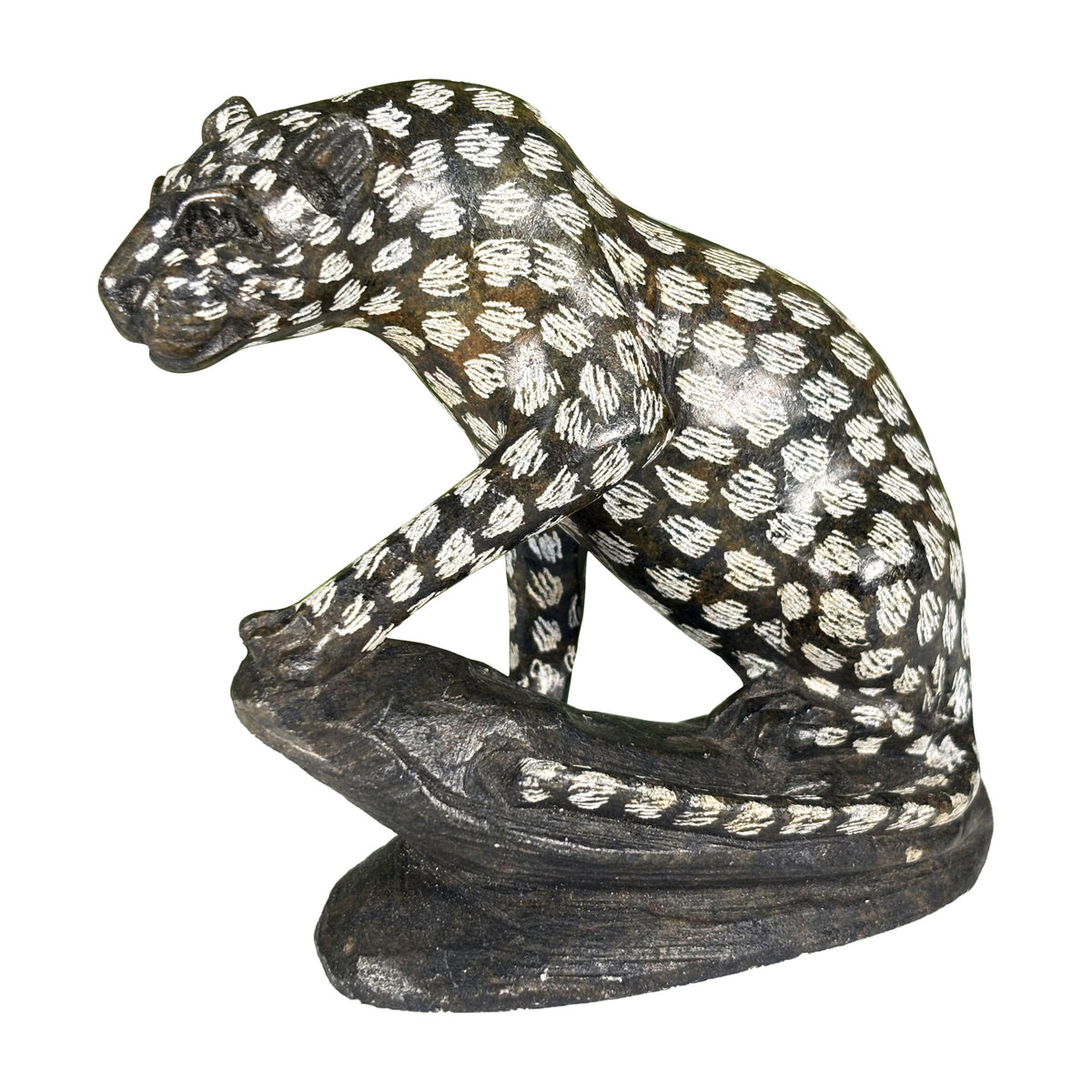 Serpentine Leopard Figurine - Gem Avenue