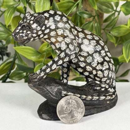 Serpentine Leopard Figurine - Gem Avenue
