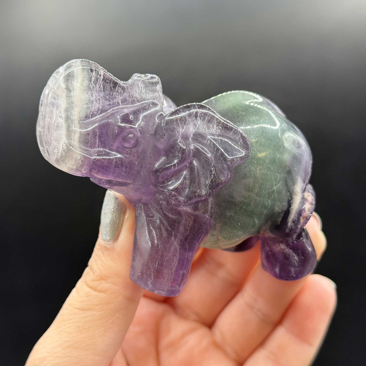 Fluorite Crystal Elephant Figurine - Gem Avenue