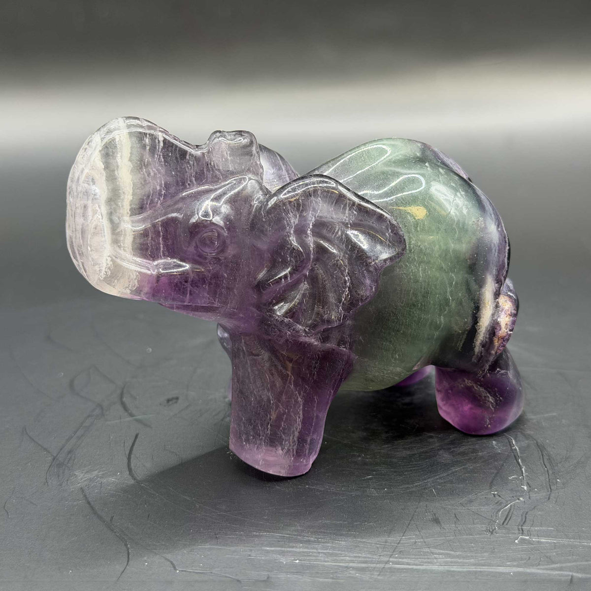 Fluorite Crystal Elephant Figurine - Gem Avenue