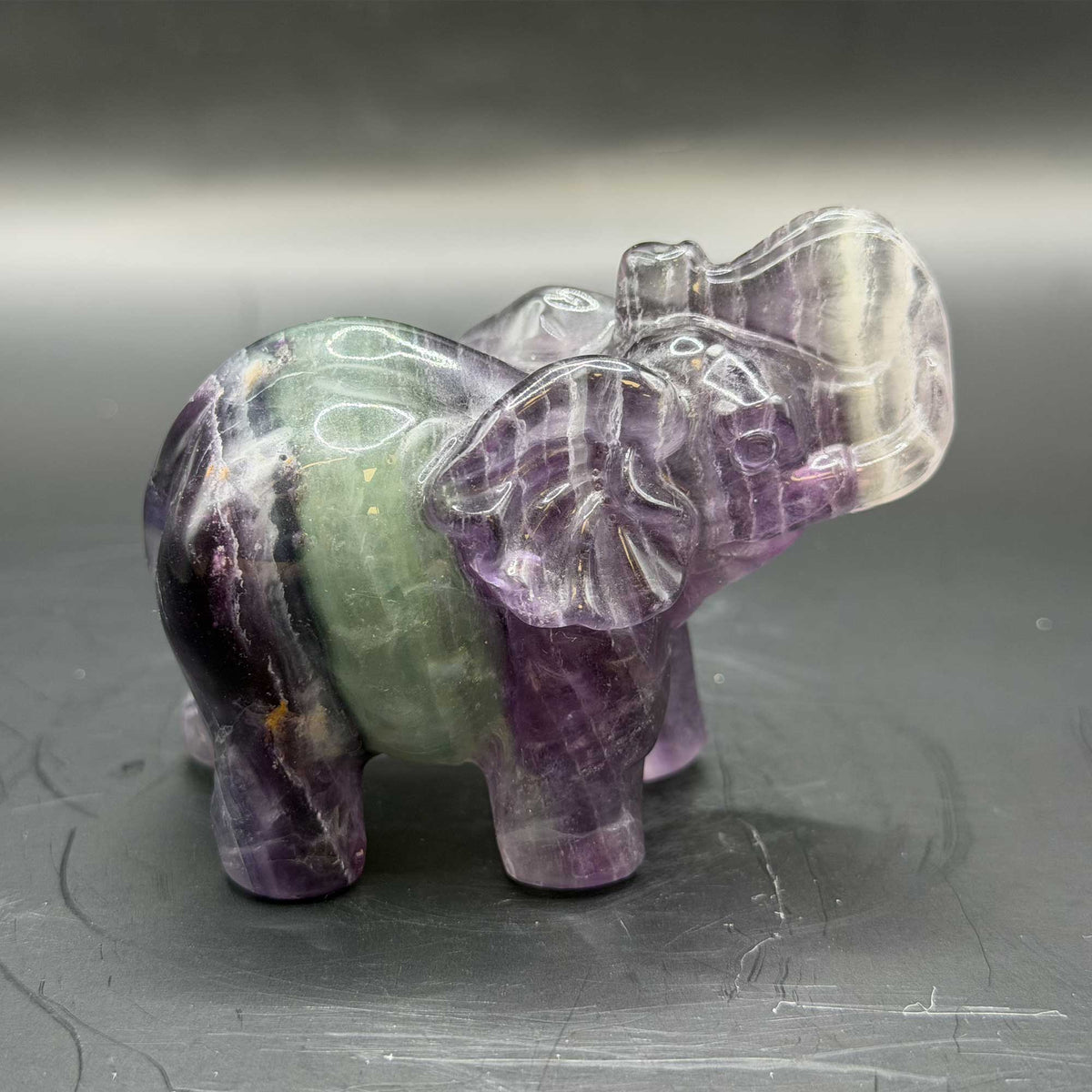 Fluorite Crystal Elephant Figurine - Gem Avenue