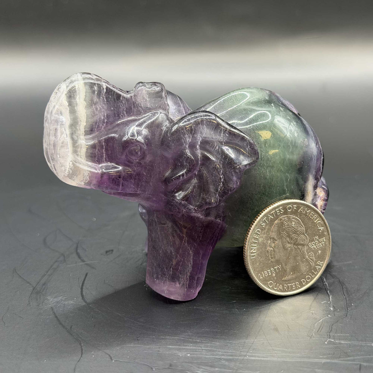 Fluorite Crystal Elephant Figurine - Gem Avenue