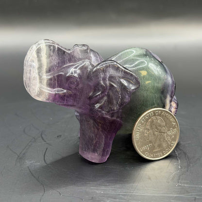 Fluorite Crystal Elephant Figurine - Gem Avenue