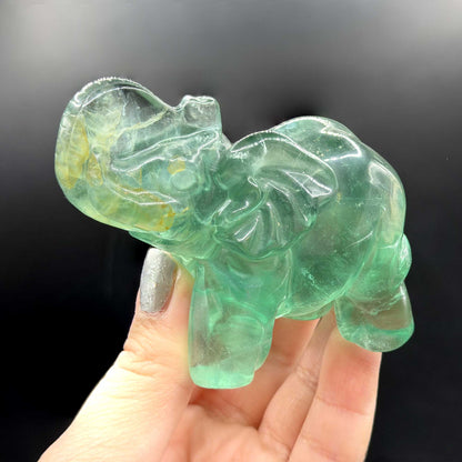 Fluorite Elephant Crystal Figurine - Gem Avenue 
