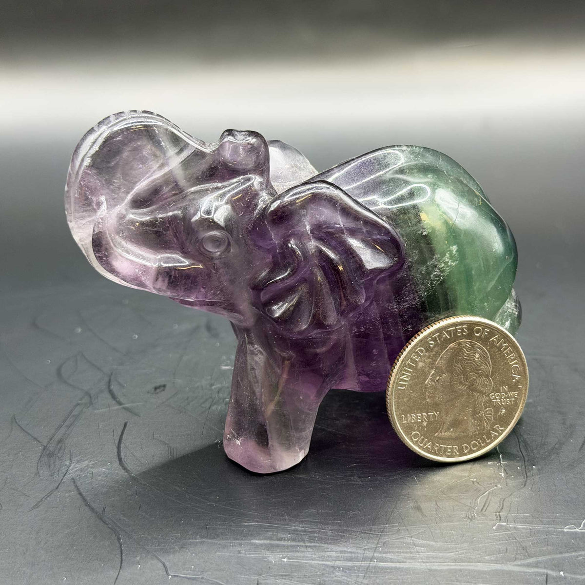 Fluorite Elephant Crystal Figurine - Gem Avenue