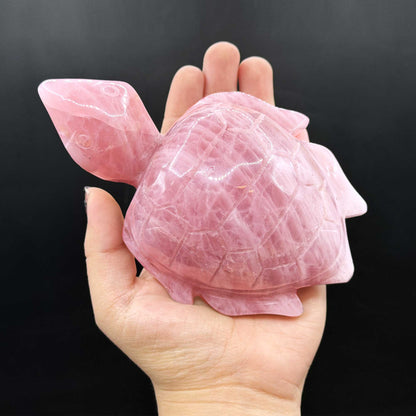 Rose Quartz Crystal Turtle Figurine - Gem Avenue Retail