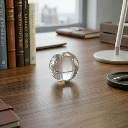 Polished Clear Quartz Crystal Sphere 1.25" Natural Healing Stone Ball for Meditation, Energy Cleansing & Home Decor  RBL232