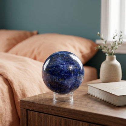 Polished Sodalite Sphere Natural Blue Gemstone Ball for Meditation, Healing & Home Decor