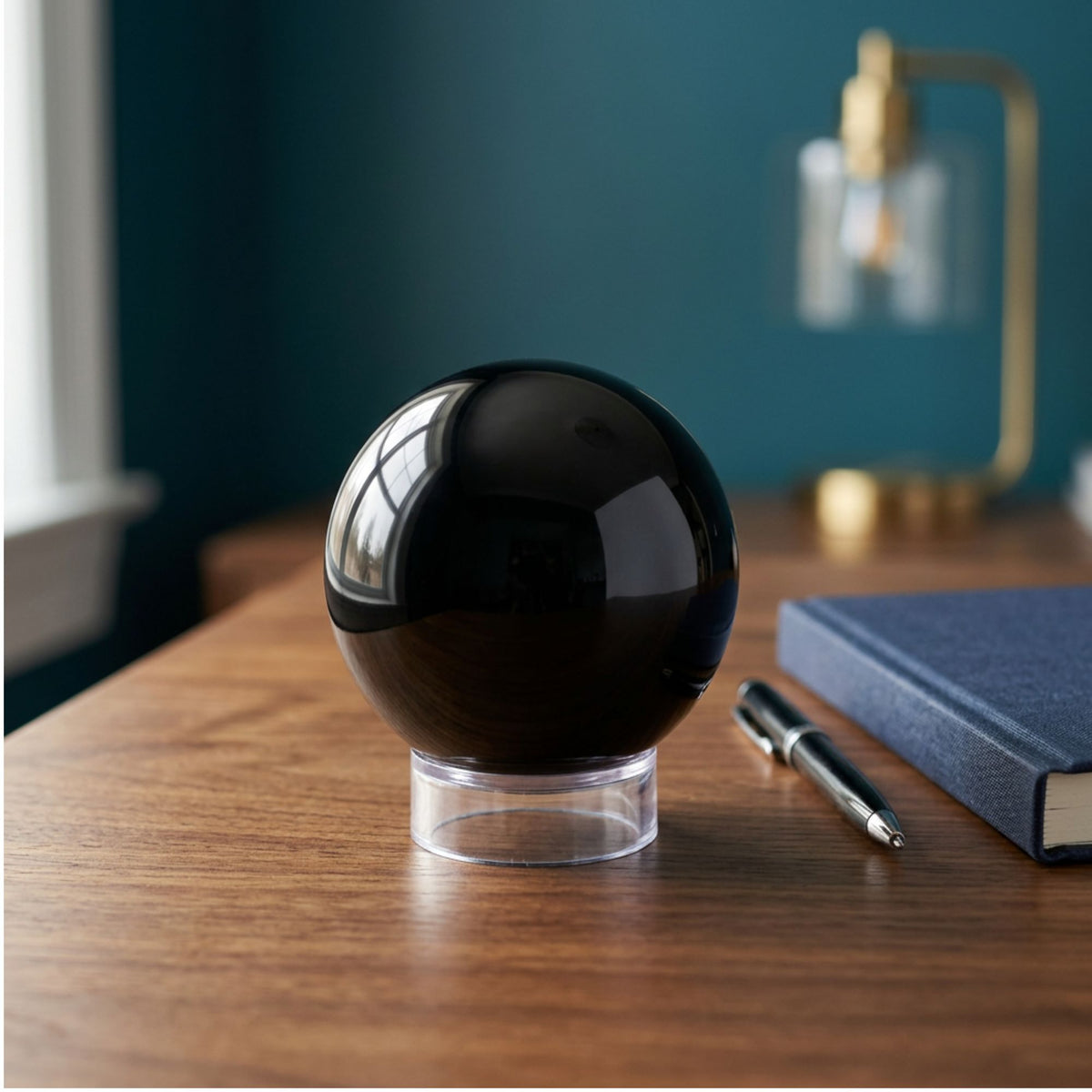 Black Obsidian Sphere 2" Polished Natural Gemstone Ball for Meditation & Home Decor RBL320