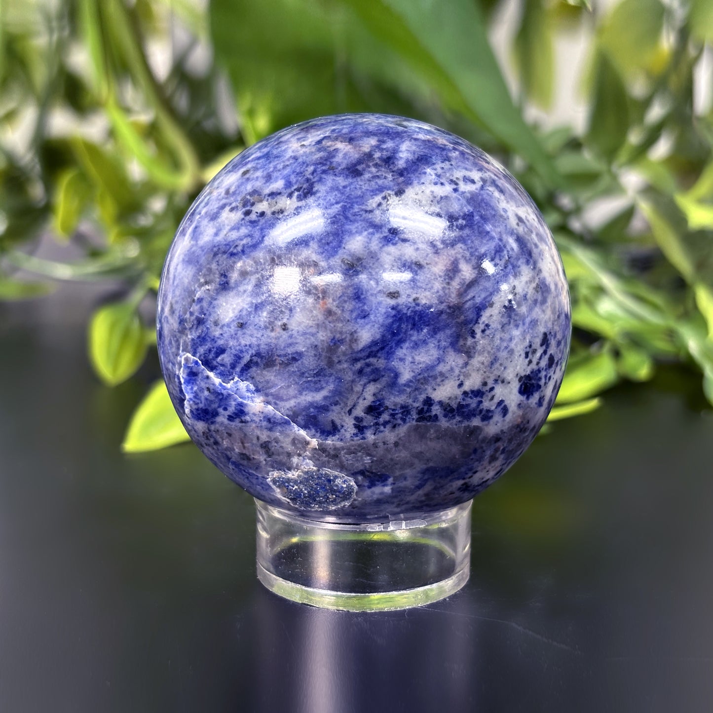 Polished Sodalite Crystal Sphere Ball Natural Healing Gemstone for Meditation, Energy Balance & Home Decor Display - RBL321