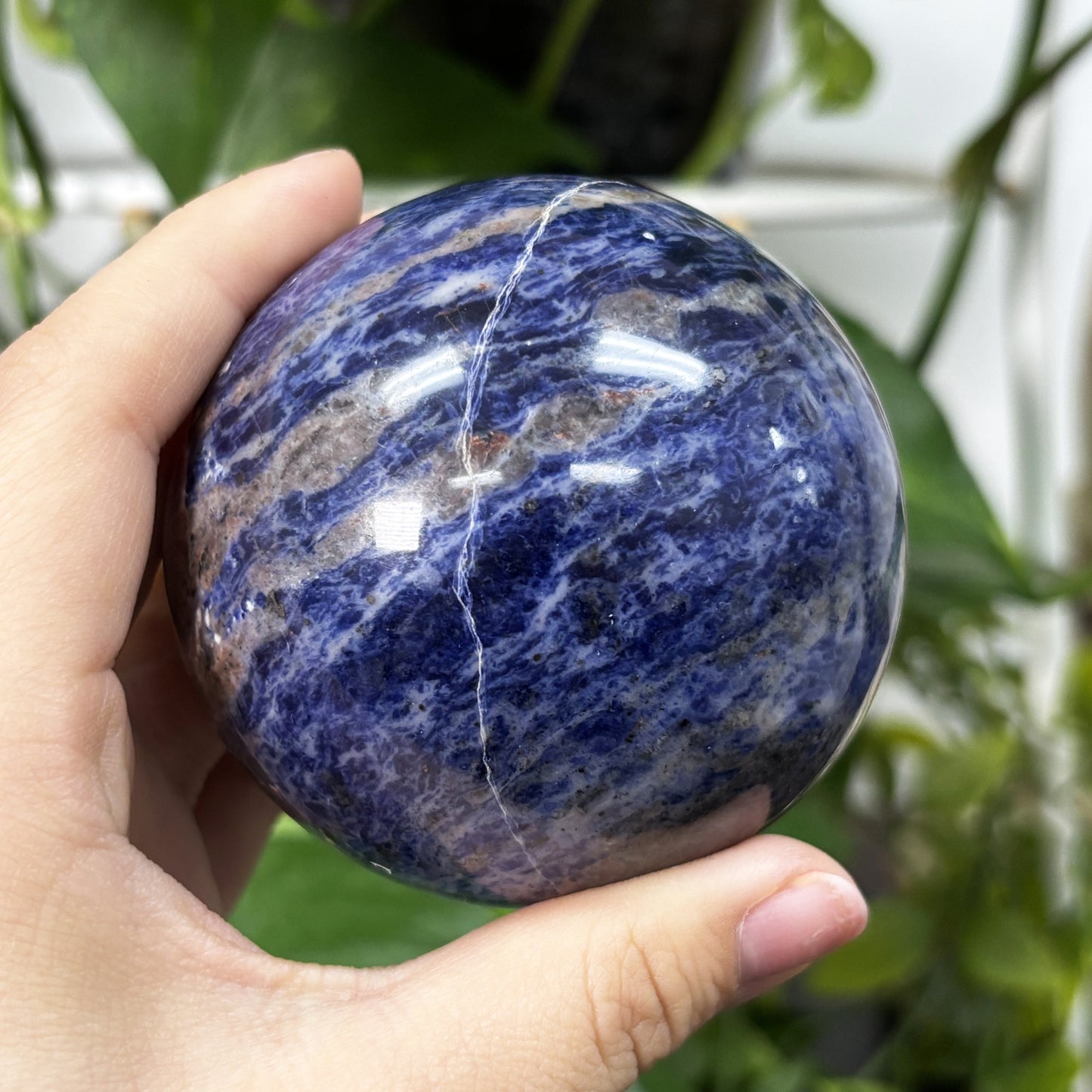 Polished Sodalite Crystal Sphere Ball Natural Blue Gemstone for Meditation, Healing, and Home Décor - RBL322
