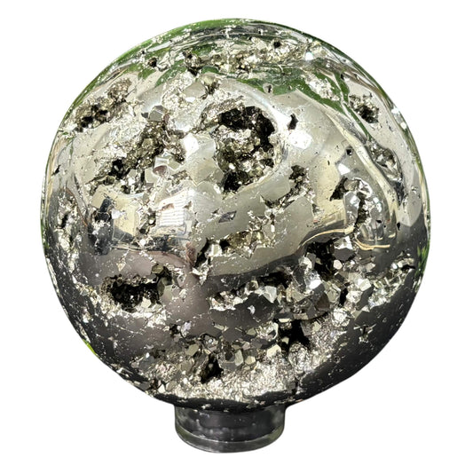 Polished Pyrite Crystal Sphere 3.5" - RBL331