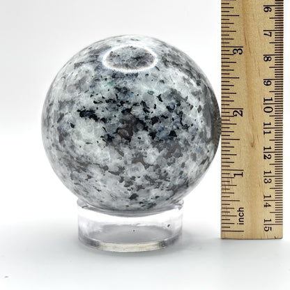 Rainbow Moonstone Crystal Sphere with Black Tourmaline Inclusions Natural Healing & Energy Cleansing Decor - RBL338-F