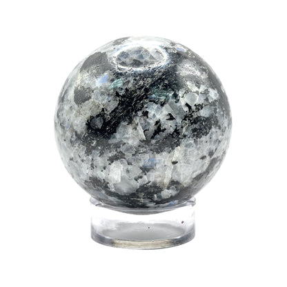 Rainbow Moonstone Crystal Sphere with Black Tourmaline Inclusions Natural Healing & Energy Cleansing Decor - RBL338 - G
