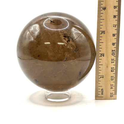 Natural Smoky Quartz Crystal Sphere Ball for Energy Healing, Meditation, Focus & Home Decorative Display - RBL348