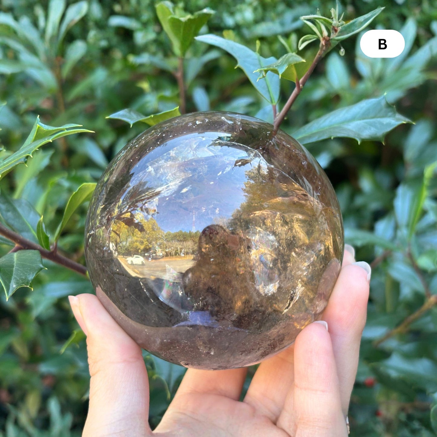 Natural Smoky Quartz Crystal Sphere Ball for Energy Healing, Meditation, Focus & Home Decorative Display - RBL348