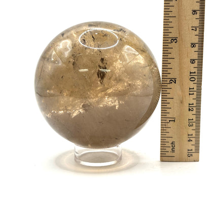 Natural Smoky Quartz Crystal Sphere Ball for Energy Healing, Meditation, Focus & Home Decorative Display - RBL348