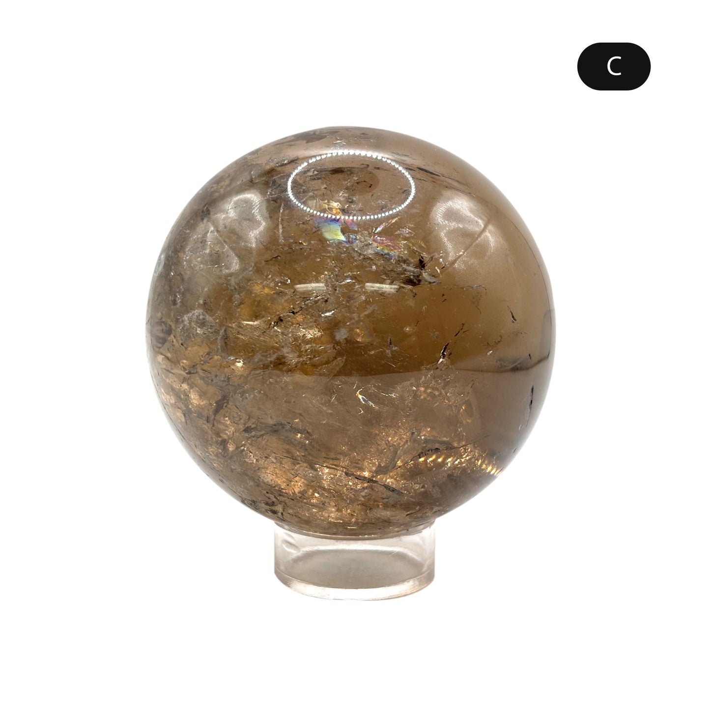 Natural Smoky Quartz Crystal Sphere Ball for Energy Healing, Meditation, Focus & Home Decorative Display - RBL348