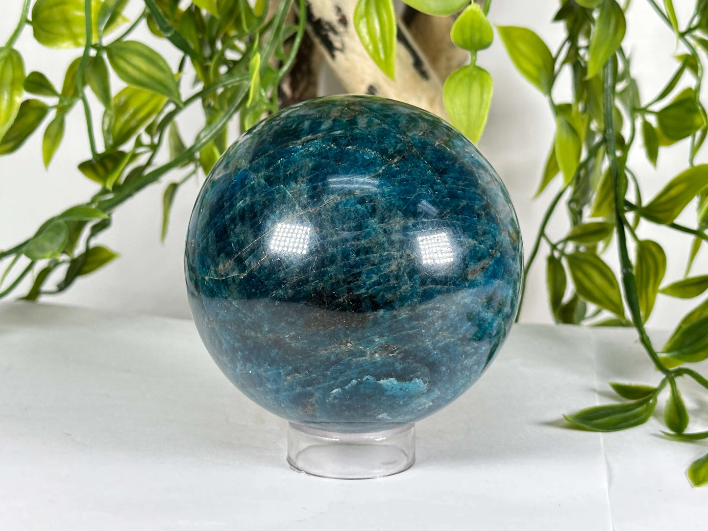 Natural Blue Apatite Polished Sphere 3” Crystal Ball for Healing & Decor - RBL349