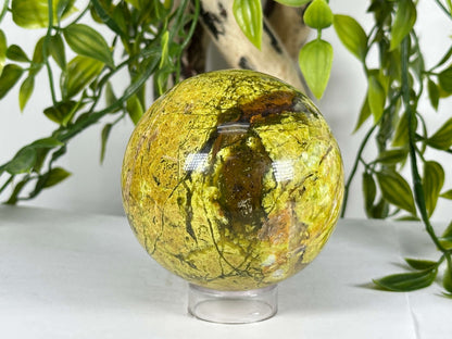 Natural Green Opal Polished Crystal Sphere for Energy & Decor - RBL352