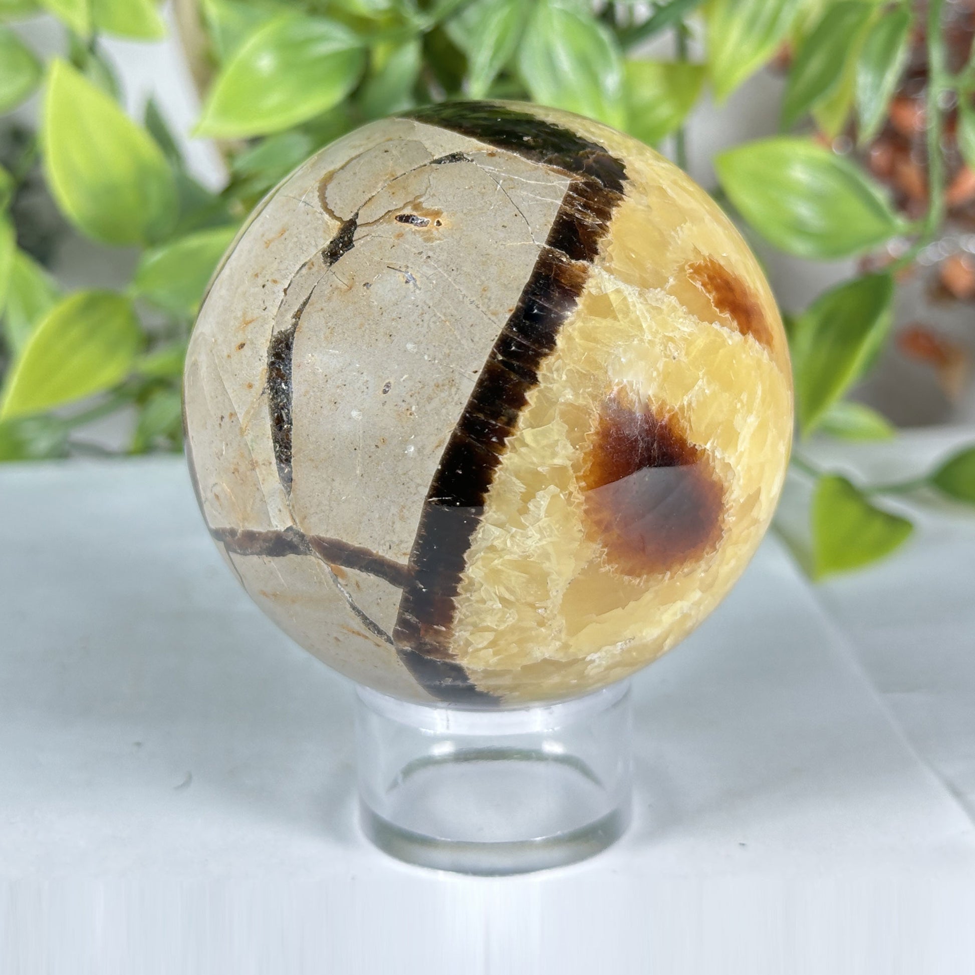Polished Septarian Crystal Sphere - Gem Avenue Retail