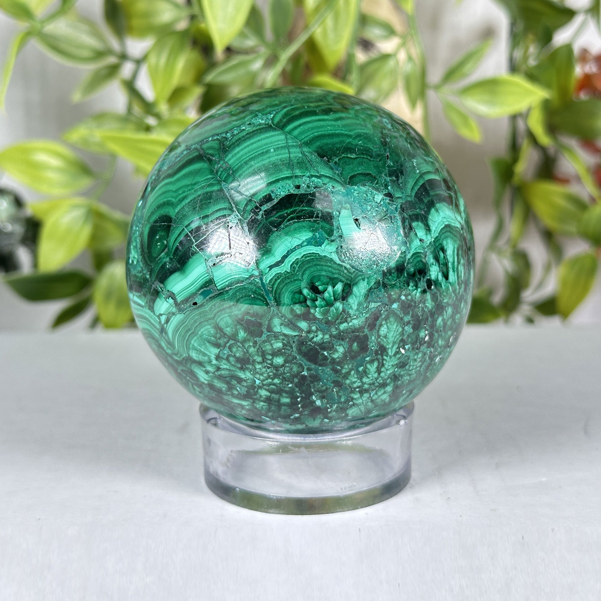 Malachite Crystal Sphere - Gem Avenue Retail