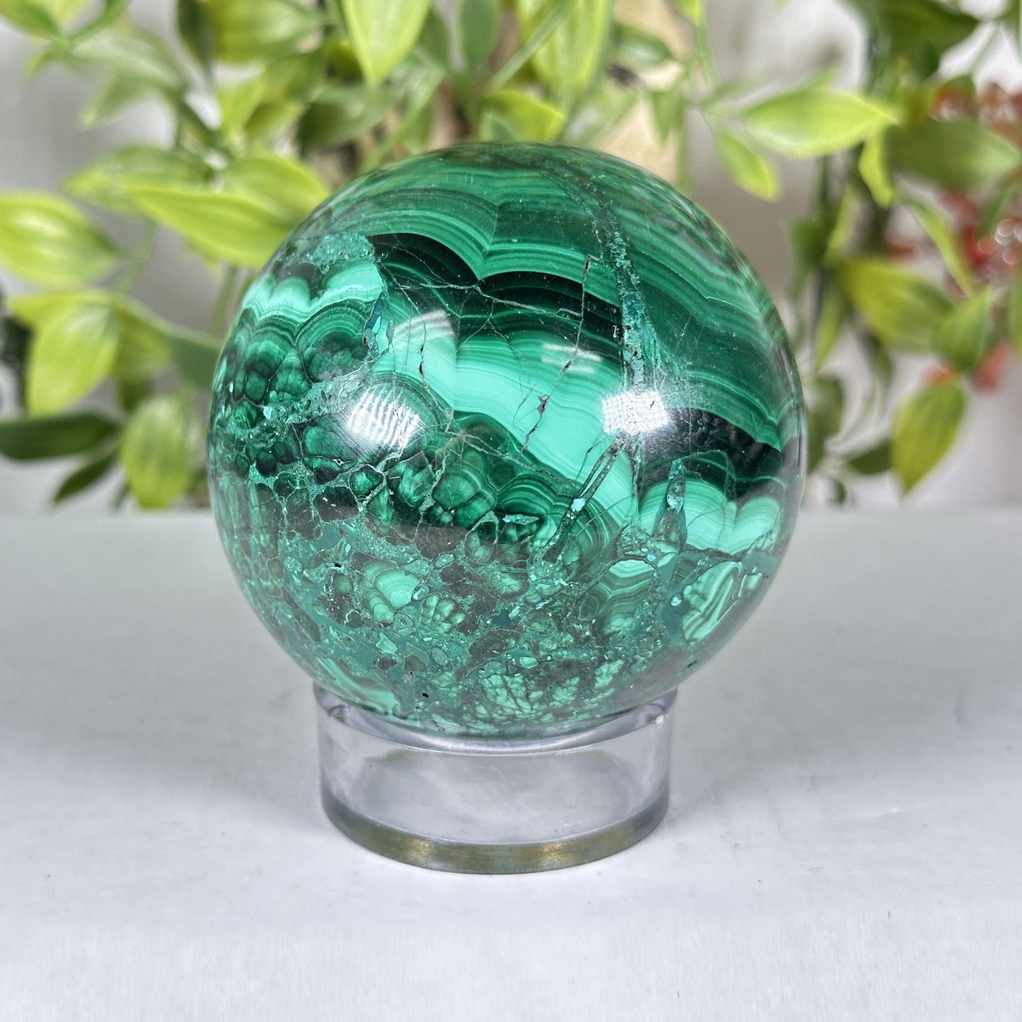 Malachite Crystal Sphere - Gem Avenue Retail