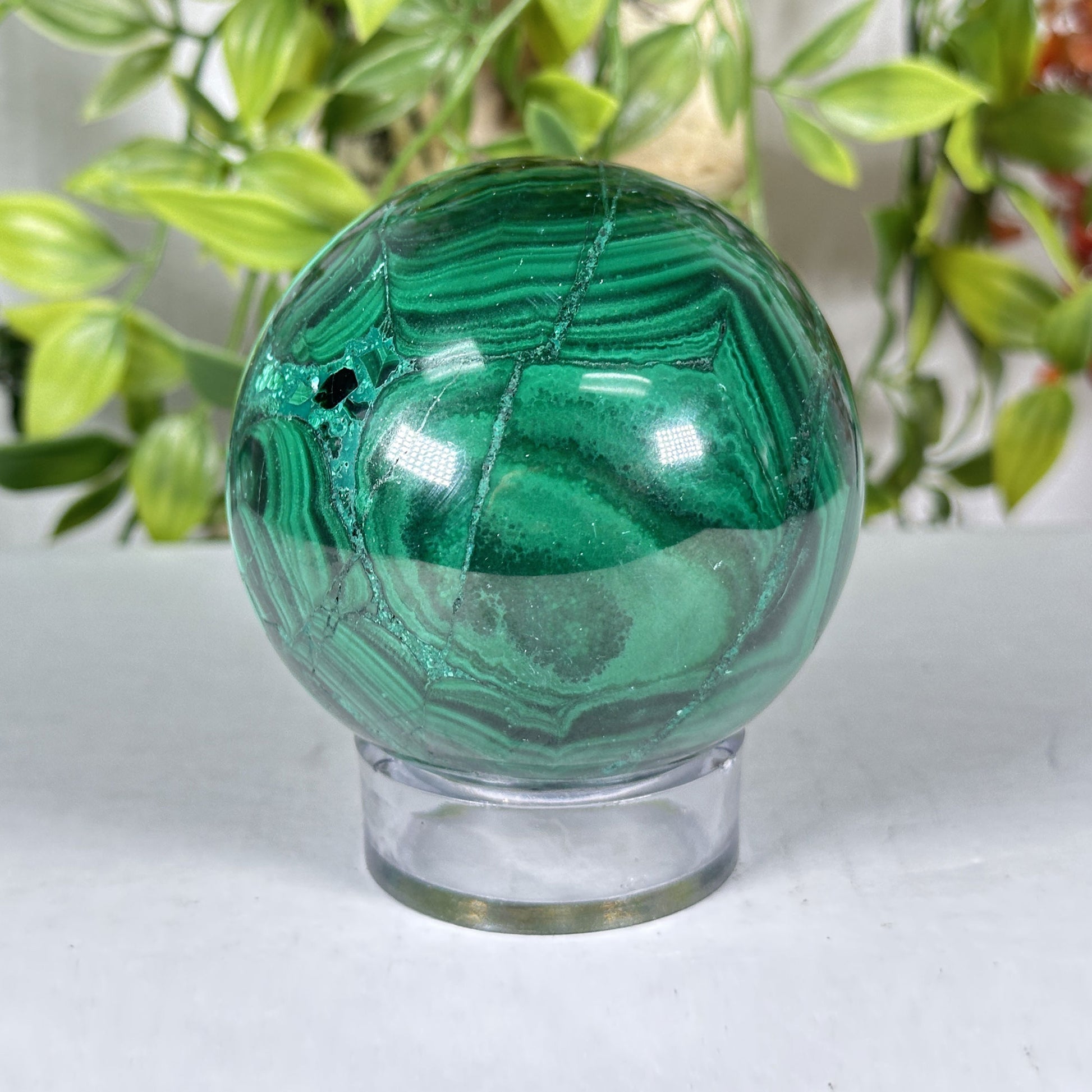 Malachite Crystal Sphere - Gem Avenue Retail
