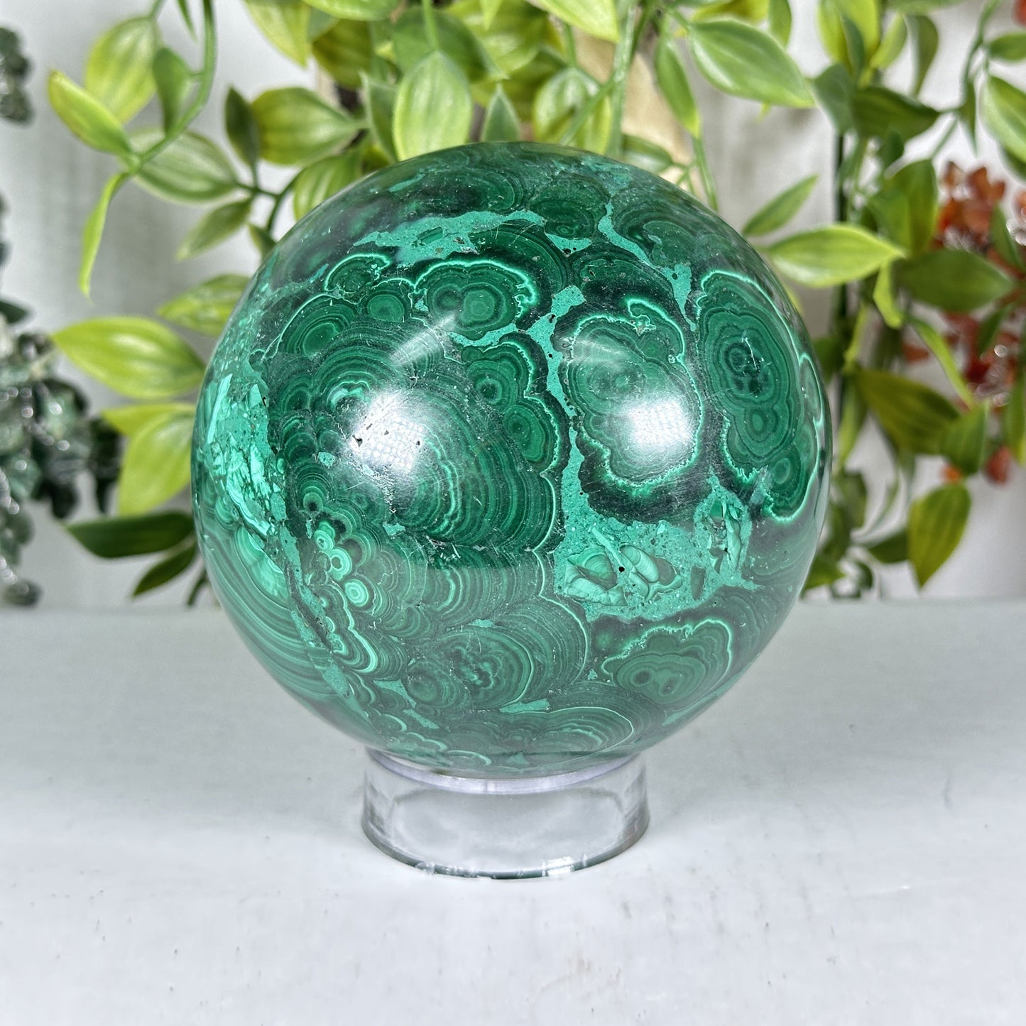 Malachite Crystal Sphere - Gem Avenue Retail 