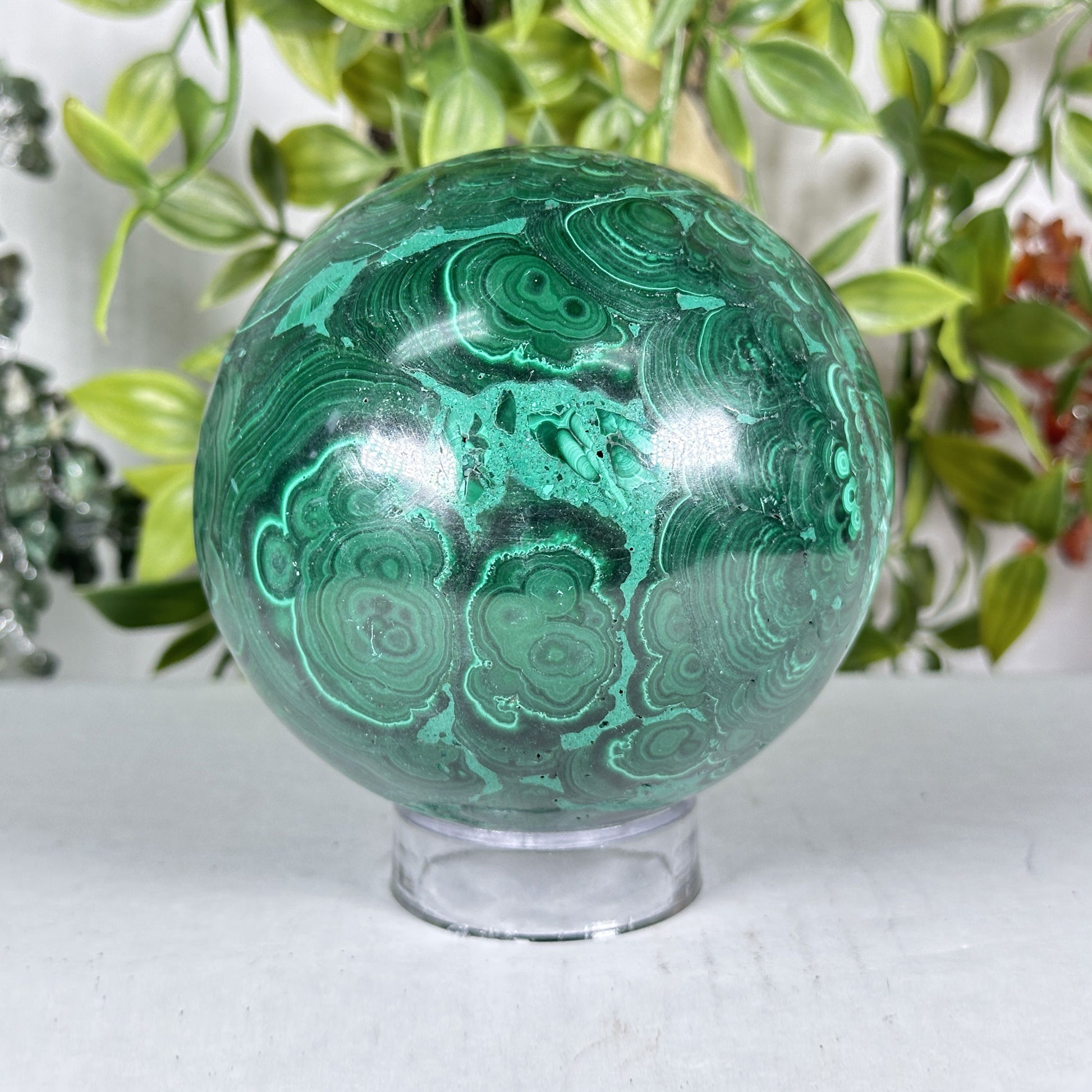 Malachite Crystal Sphere - Gem Avenue Retail 