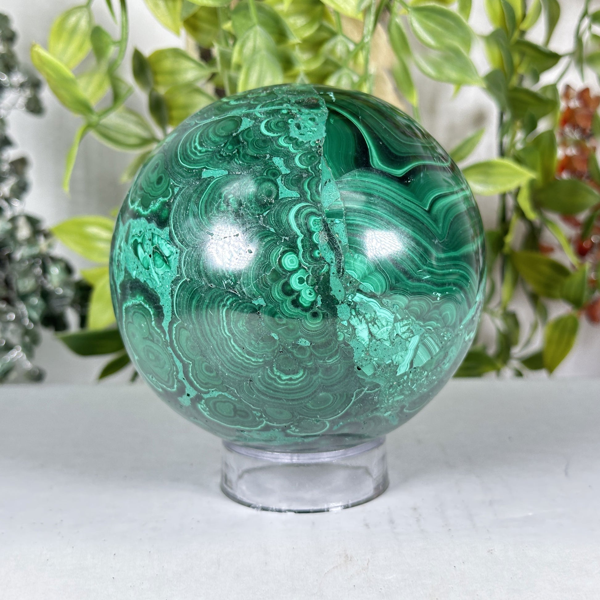 Malachite Crystal Sphere - Gem Avenue Retail 