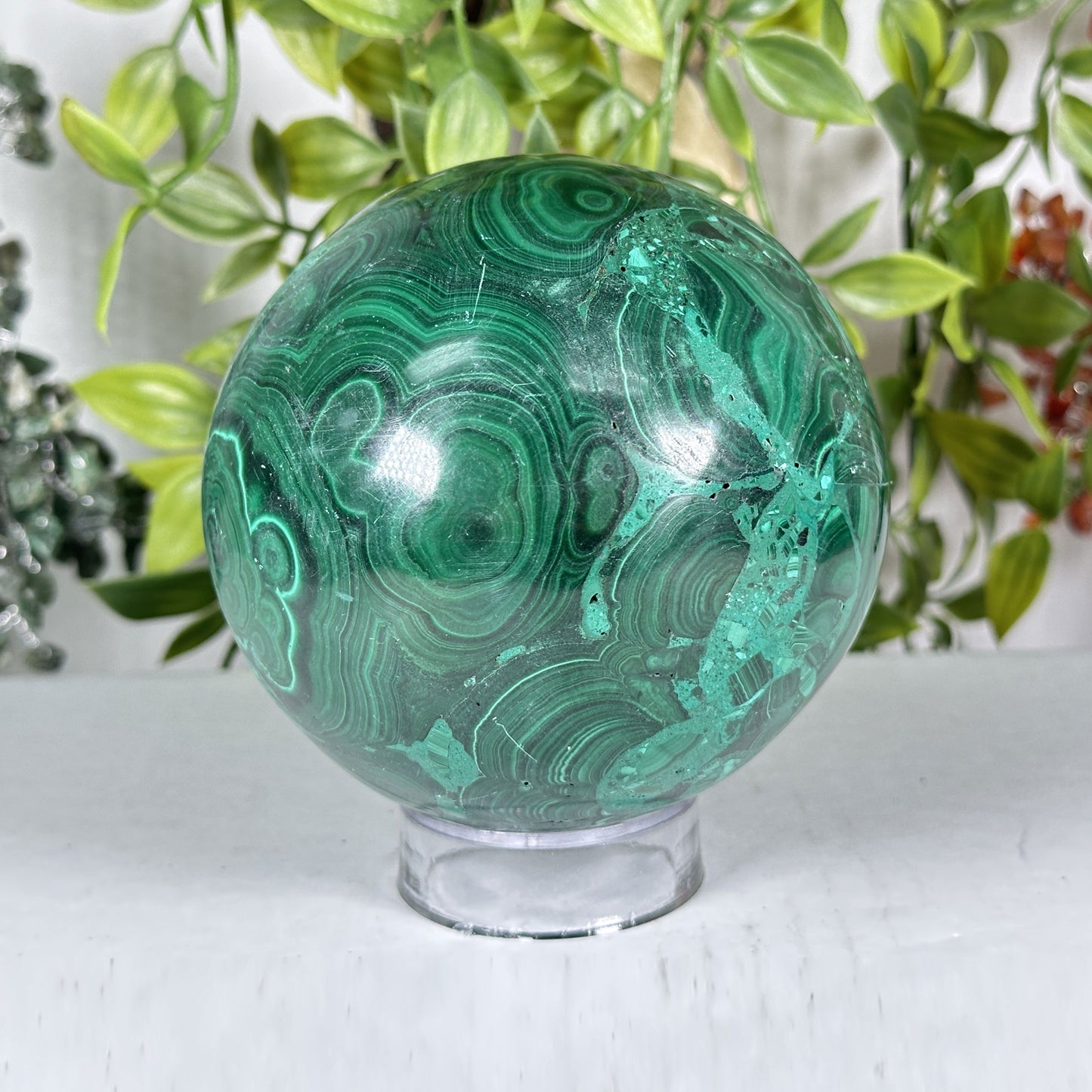 Malachite Crystal Sphere - Gem Avenue Retail 